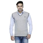 jwf Men's Regular Fit Pure Wool Winter Wear Solid Print V-Neck Desiner Casual Sweater, Office Use Sweater White