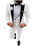 Men's 3 PC Notch Lapel Wedding Suits Single Breasted Groom Tuxedos Business Suit Casual Wear Jacket Pants Vest Suit Set White 38 Chest / 32 Waist