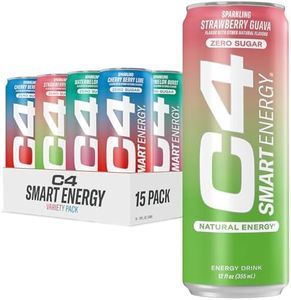 C4 Smart Energy Drink Variety Pack, Strawberry Guava, Cherry Berry Lime, Watermelon, 15pk 12oz