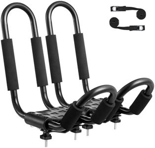VEVOR Kayak Roof Rack 1 Pair J-Bar, Soft Roof Rack, Top Mount Tie Down, Carrier for kayak, Surf Board, Canoe, SUP, Ski Board, Mount on Car, SUV, Truck, 1 Kayak