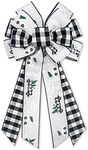 Estivaux Large Christmas Bows for Wreath, Christmas Tree Wreath Bow Black White Buffalo Plaid Bow Xmas Burlap Tree Topper Bows for Front Door Wall Indoor Outdoor Christmas Decorations