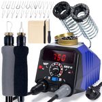 WEP 939D-VI Dual Pen Pyrography Wood Burning Tool Set 250-750℃ A/B Toggle Wood Burning Tool with 2 Detachable Pens, 23 Wood burner Tips, Dual-Barrel Holder Suitable for Pyrography, Leather Burning Kit