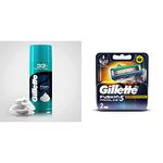 Gillette Men Classic Sensitive Shave Foam - 418 G (33% Extra) And Fusion Proglide Flex Ball Manual Shaving Razor Blades - 2 Cartridges, 2 Count