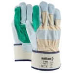 Mallcom Safety Gloves, C853 Canadian Leather Safety Gloves, Storng Grip, Knuckle Protection, Extra Reinforcement on Palm, Rubberized cuff, Constructions, Material Handling, Automobile, Size - M