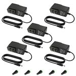 Aclorol 5V 2A Power Supply Adapter 100-240V AC to DC 5Volt 10W 2A 1A Universal Power Charger Converter Transformer 5.5X 2.5mm for WS2812B 5V LED Pixel Strip Lights Security System Router CCTV (5 pack)