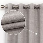 CUCRAF Full Blackout Window Curtains 90 inches Long, Faux Linen Look Thermal Insulated Grommet Drapes Panels for Bedroom Living Room, Set of 2 (52 x 90 inches, Off White)