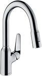 hansgrohe 71801000 M429-H180 Kitchen Tap, 360° Swivel Range, Pull-Out Spray, Chrome, Spout height 18 cm
