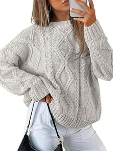 Trendy Queen Oversized Sweaters Womens 2026 Early Fall Fashion Clothes Cable Knit Crewneck Plus Size Pullover Cute Luxury Outfits Chunky Long Tunic Top Winter Holiday Thanksgiving Clothing