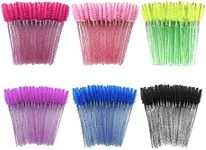 300Pcs Disposable Eyelash Mascara Brushes for Eye Lashes Extension Eyebrow and Makeup for Eye Lash Extension, Eyebrow and Makeup Crystal 6 Colors(Colorful)