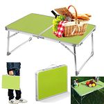 Portable Aluminium Small Folding Camping Table 60x40x26cm, Lightweight Personal Beach Table for Sand, Outdoor Dining Table for Picnic, Camp, Beach, Fishing, BBQ, Mini Bike Hike Camping Accessories