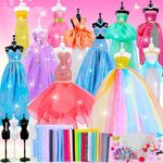 MINIFUN 800+Pcs Fashion Designer Kit for Girls, Sewing Kit with 4 Mannequins, DIY Art & Craft Activity for Kids, Doll Clothes Making Kit, Girl Toys for Age 6 7 8 9 10 11 12+ Year Old Gifts