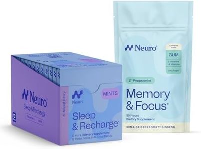 Neuro Memory & Focus + Sleep & Recharge Set – Memory & Focus Gum (Peppermint, 90 Pieces) + Melatonin 1mg Sleep & Recharge Mints (Mixed Berry, 144 Pieces) – Cognitive Support & Rest Aid Supplements