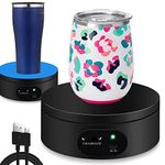 YVV Motorized Rotating Display Stand,Turner Cup Platform for Epoxy Glitter Tumbler, 360 Automatic Mute Rotating Turntable, Tumbler Making Supplies Spinner, Base for Product Video Show ,Balck 4.72in