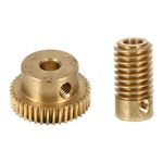 Anneome 6 Pcs 40 Turbine Shaft Worm Gear Worm Wheel Mechanical Gears Shafts Drive Motor Computer Case Cage Bevel Stirring Rods Copper Wheel Small Modulus Worm Copper Gear Golden