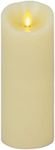 Luminara Realistic Moving Flame LED Candle Scalloped Edge Smooth Finish Real Wax Pillar, Battery Operated (2 D) 1000 Hr Runtime, Timer, Remote Ready, Unscented - Ivory (3.5" x 8.75")