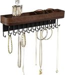 JACKCUBE Design Necklace Holder Wall Hanging Jewellery Organiser Bracelet, Earrings, Rings with 25 Hooks(Brown/7.4 x 12.4 x 42.5 cm) - MK124A