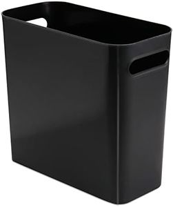 Boperzi Slim Kitchen Bin Rubbish Bin - 8.5 L Plastic Trash Can with Handles, Black Waste Garbage Can, Wastebasket Container for Home Office Living Room Kitchen, Holds Waste, Recycling