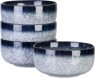 HUIRUMM Soup Cereal Bowls,36oz Ceramic Bowls Set for Kitchen, Cereal Soup Bowls Set of 4,Stoneware Blue Bowls for Kitchen, Breakfast, Oatmeal, Microwave and Dishwasher Safe