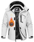 Men Winter Jacket Work Coat Waterproof Windbreaker Heavy Soft Shell Heat Warm Thermal Insulated Ski Snow Snowboard Snowmobile Casual Outdoor Cold Weather Flight Bomber Pilot Workwear White