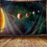 Outer Space Planets Large Tapestry for Men, Universe Galaxy Tapestry Wall Hanging for Bedroom, Trippy Tapestry Beach Blanket College Dorm Home Decor (80" W X 60" H)