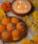 Diamond Craft Candles Premium Ladoo Candle || Hand Poured || Motichur Wax laddoo Candles diyas for Diwali || Decorative Candle 100% Paraffin Wax ||Wax Diya Candles for Diwali - Set of 4