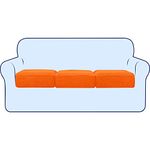 subrtex Stretch Couch Cushion Covers Soft Sofa Seat Slipcover for 1-2-3 Seaters Replacement with Elastic Bottom(Orange,3 Packs)