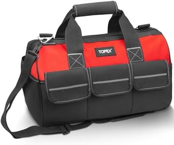 TOPEX 16-inch Tool Bag Multi-pocket Tool Organizer High Bearing Wide Mouth Tool Bag with Adjustable Shoulder Strap with 8 Pockets for Cars, Drill, Garden, Electrician, Technicians