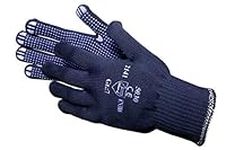 12 Pairs Jah 5030 Cotton/Polyester Knit Gloves, Working Gloves, with Dots, Safe Grip, Blue, Size 7, Pack of 24 Pieces