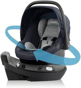 Evenflo Revolve180 LiteMax NXT Rotating Rear-Facing Lightweight Preemie and Infant Car Seat 3-30lbs with Green & Gentle. Easy Install with Base (Beau Navy)