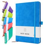 A5 Notebook, Notebook A5 Note Book Note Pad Journal Notebook A5 Notepad PU Leather Notebook for Office School Home Business Writing & Note Taking 200 Pages (100 Sheets)- Bright Blue