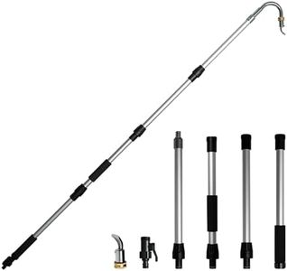 Diivoo Gutter Cleaning Tools from The Ground,Telescopic Gutter Cleaner,Gutter Cleaning Hose Attachment,360° Rotatable Brass Swivel Head Gutter Cleaning Wand for Leaves and Debris,No Ladder Needed