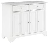 Crosley Furniture Avery Kitchen Island with Faux Marble Top, Distressed White