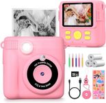 Kids Camera, 1080P Instant Camera for Kids, 16x Digital Zoom Kids Camera for Girls, 32GB Card, 3 Rolls Print Paper, Birthday Christmas Kids Toys Gifts Selfie Childrens Digital Camera for Kids Age 3-12