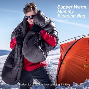 QEZER Winter Down Sleeping Bag – Black, Cold Weather Camping