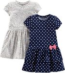 Simple Joys by Carter's Girls' Toddler 2-Pack Short-Sleeve and Sleeveless Dress Sets, Navy Dot/Gray Kitty, 4T