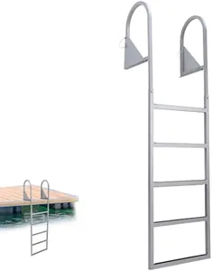GarveeTech Aluminum Dock Ladder 5 Steps, Removable Boat Ladder 350lbs Load Capacity, Pontoon Ladder Pool Stairs with Nonslip Design for Marine Boarding Lake Pool Dock
