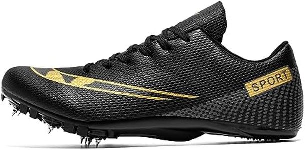 Men Spikes Track Shoes Sprint Youth Track and Field Shoes Professional Jumping Running Race Training Athletic Shoes Lightweight Breathable Sport SneakersLightweight Breathable Sport Sneakers, Black,