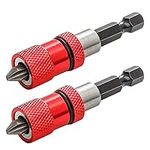 Saipor 2pcs Adjustable Screw Depth Screwdriver Bit Holder Magnetic Steel Screwdriver Drywall Bit 1/4 Inch Hex Shank with S2 Phillips 2 Screw Driver Bits