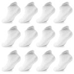 LA Active Baby Toddler Grip Ankle Socks - 12 Pairs - Non Slip/Skid Covered (White, 4-7 Years)