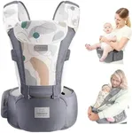 Bebamour Mesh Newborn Baby Carrier Front and Back Carry Baby Newborns to Toddler Baby Hip Carrier (Flower Grey)