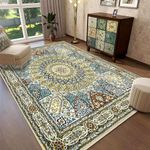 Rururug Rugs Living Room 200 x 300 cm Washable Anti Slip Extra Large Soft Short Pile Rug Vintage Area Rugs for Bedroom, Soft Touch for Office Home Kitchen Dining Rooms Carpet Multicolor Rugs.