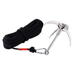 Ant Mag Grappling Hook Stainless Steel Claw Carabiner for Fishing & Retrieval with 20m/65ft 8mm Auxiliary Rope for Outdoor Climbing and Salvage Underwater