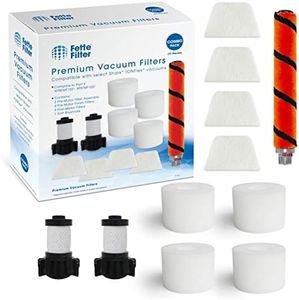 Fette Filter -Replacement Kit Compatible with Select Shark ION Flex DuoClean (Combo Pack - 1 Soft Brush Roll, 2 Foam & Felt Filter Kit, 2 Post-Motor Filter)