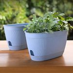 Eha Earth Friendly Eva 11.5 inch Self Watering Pots for Plants | Bamboo Based Plant Pots | Pack of 2 | UV Protected Planters for Home décor Indoor, Outdoor, Balcony & Garden Flower pots | Azure