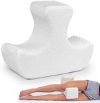 Leg Support Memory Foam Pillow For Sleeping - Unique Patented Design - Combines Function of Knee Pillow & Half Moon Bolster Leg Pillow - Self Adjusting - No Straps Needed - Comfortable and Convenient