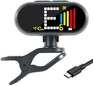 EX Professional Rechargeable Clip-On Guitar Tuner with LCD Screen - Chromatic Clip on Tuner for Acoustic Guitar, Bass Guitar, Ukulele, Violin & All Instruments