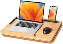 wishacc Oversized Lap Desk, 21" Large Portable Bamboo Lap Desk Tray for Home Office (Fits up to 17.3” Laptop)