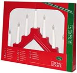 Konstsmide Christmas Lights/Traditional Style Welcome Light/Red Plastic/Indoor Use (IP20)/230V Indoor/7 Candles with Clear Bulbs/White Cable with On Off Switch, 2310-510EE