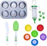 Curious Chef 16-Piece Cupcake & Decorating Kit for Kids, Dishwasher Safe & BPA-Free Plastic, Real Tools - Non-stick Tin, Liners, Silicone Mixing Spoon, Frosting Spreader, Decorator Tube & More