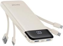charmast 10000mAh Portable Charger,Built-in 4 Cables,6 Outputs/3 Inputs,3A Fast Charging,Compatible with iPhone,iPad,Samsung,Pixel,LG